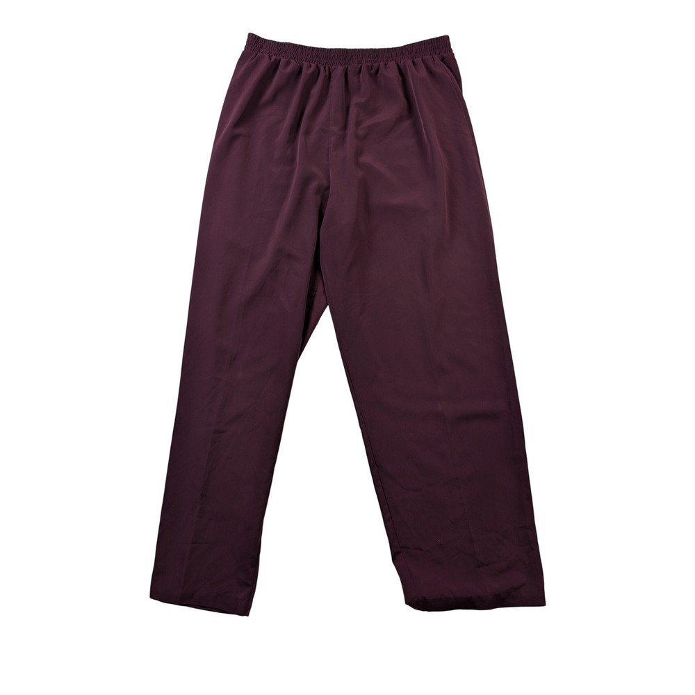 Christie & Jill Womens Tall 20T Plum Purple Elastic Waist Straight Leg Pants